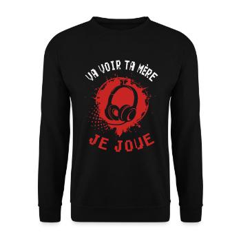 Cadeaux papa fête des pères gamer jeux-vidéos - Sweat-shirt Unisexe - noir - Devant - Alina (178cm) & Michal (187cm)