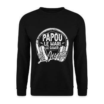 Cadeaux papa fête des pères gamer jeux-vidéos mari - Sweat-shirt Unisexe - noir - Devant - Alina (178cm) & Michal (187cm)