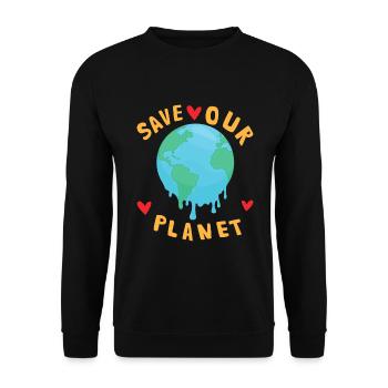 Save Our Planet Climate Change Sustainable - Unisex Sweatshirt - black - Front - Alina (178cm) & Michal (187cm)