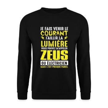 Idée cadeau papa humour fête des pères électricien - Sweat-shirt Unisexe - noir - Devant - Alina (178cm) & Michal (187cm)