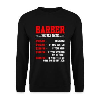 Barber Hourly Rate - Unisex Pullover - Schwarz - Vorne - Alina (178cm) & Michal (187cm)