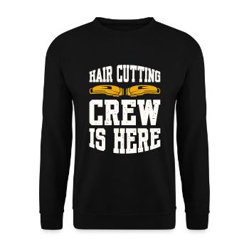 Hair Cutting Crew Is Here - Unisex Pullover - Schwarz - Vorne - Alina (178cm) & Michal (187cm)