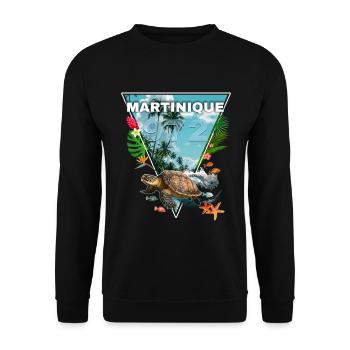 Martinique 972 Fleurs Tropicales Tortue Cadeau - Sweat-shirt Unisexe - noir - Devant - Alina (178cm) & Michal (187cm)
