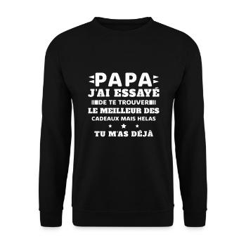 Papa J'ai Essayé De Te Trouver Le Meilleur Cadeau - Sweat-shirt Unisexe - noir - Devant - Alina (178cm) & Michal (187cm)