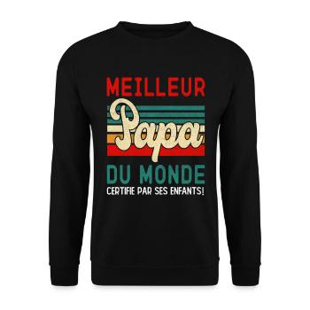 Homme Meilleur Papa Du Monde Fête des Pères - Sweat-shirt Unisexe - noir - Devant - Alina (178cm) & Michal (187cm)