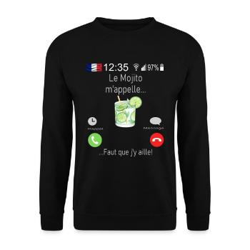 Le Mojito M appelle Faut que j y aille - Sweat-shirt Unisexe - noir - Devant - Alina (178cm) & Michal (187cm)