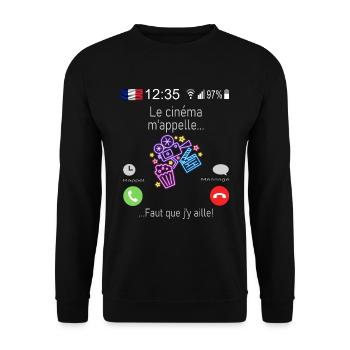 Le cinéma M appelle Faut que j y aille - Sweat-shirt Unisexe - noir - Devant - Alina (178cm) & Michal (187cm)
