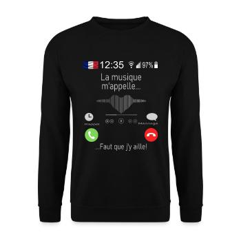 La musique M appelle Faut que j y aille - Sweat-shirt Unisexe - noir - Devant - Alina (178cm) & Michal (187cm)
