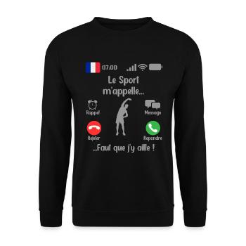 Le Sport M appelle Faut que j y aille 2 - Sweat-shirt Unisexe - noir - Devant - Alina (178cm) & Michal (187cm)