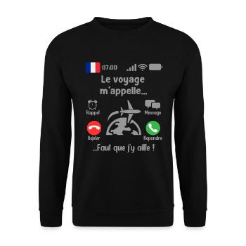 Le voyage M'appelle Faut que j'y aille! - Sweat-shirt Unisexe - noir - Devant - Alina (178cm) & Michal (187cm)