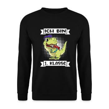 Ich Bin 1 Klasse Einschulung Schulanfang - Unisex Pullover - Schwarz - Vorne - Alina (178cm) & Michal (187cm)