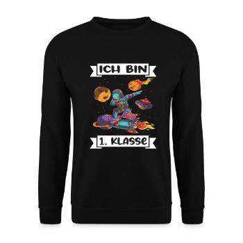 Ich Bin 1 Klasse Einschulung Schulanfang - Unisex Pullover - Schwarz - Vorne - Alina (178cm) & Michal (187cm)