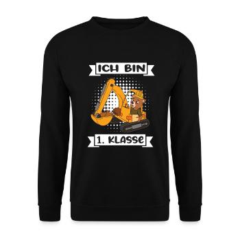 Ich Bin 1 Klasse Einschulung Schulanfang - Unisex Pullover - Schwarz - Vorne - Alina (178cm) & Michal (187cm)