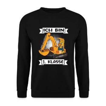Ich Bin 1 Klasse Einschulung Schulanfang - Unisex Pullover - Schwarz - Vorne - Alina (178cm) & Michal (187cm)