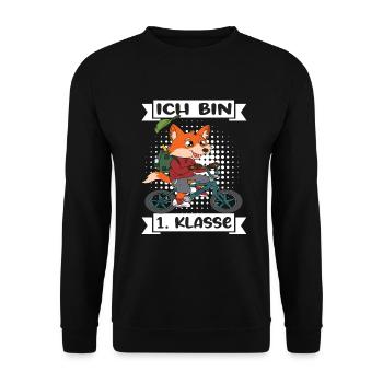 Ich Bin 1 Klasse Einschulung Schulanfang - Unisex Pullover - Schwarz - Vorne - Alina (178cm) & Michal (187cm)