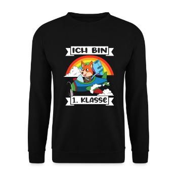 Ich Bin 1 Klasse Einschulung Schulanfang - Unisex Pullover - Schwarz - Vorne - Alina (178cm) & Michal (187cm)