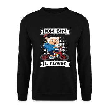 Ich Bin 1 Klasse Einschulung Schulanfang - Unisex Pullover - Schwarz - Vorne - Alina (178cm) & Michal (187cm)