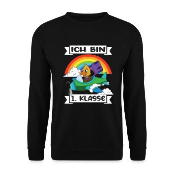 Ich Bin 1 Klasse Einschulung Schulanfang - Unisex Pullover - Schwarz - Vorne - Alina (178cm) & Michal (187cm)