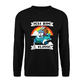 Ich Bin 1 Klasse Einschulung Schulanfang - Unisex Pullover - Schwarz - Vorne - Alina (178cm) & Michal (187cm)