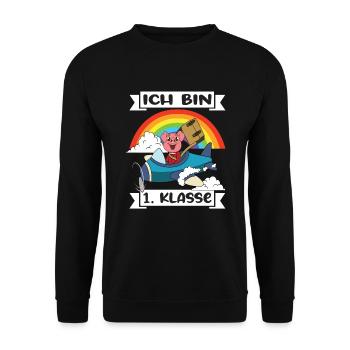 Ich Bin 1 Klasse Einschulung Schulanfang - Unisex Pullover - Schwarz - Vorne - Alina (178cm) & Michal (187cm)