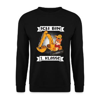 Ich Bin 1 Klasse Einschulung Schulanfang - Unisex Pullover - Schwarz - Vorne - Alina (178cm) & Michal (187cm)