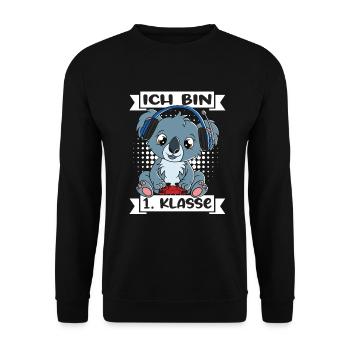 Ich Bin 1 Klasse Einschulung Schulanfang - Unisex Pullover - Schwarz - Vorne - Alina (178cm) & Michal (187cm)