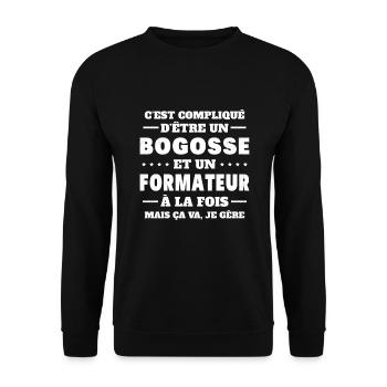 Bogosse Et Formateur Cadeau Meilleur Collègue - Sweat-shirt Unisexe - noir - Devant - Alina (178cm) & Michal (187cm)