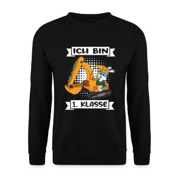 Ich Bin 1 Klasse Einschulung Schulanfang - Unisex Pullover - Schwarz - Vorne - Alina (178cm) & Michal (187cm)