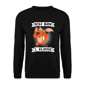Ich Bin 1 Klasse Einschulung Schulanfang - Unisex Pullover - Schwarz - Vorne - Alina (178cm) & Michal (187cm)