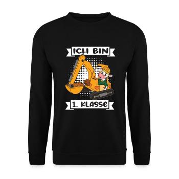 Ich Bin 1 Klasse Einschulung Schulanfang - Unisex Pullover - Schwarz - Vorne - Alina (178cm) & Michal (187cm)