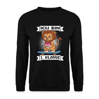 Ich Bin 1 Klasse Einschulung Schulanfang - Unisex Pullover - Schwarz - Vorne - Alina (178cm) & Michal (187cm)