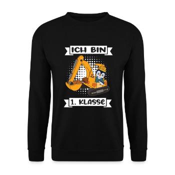 Ich Bin 1 Klasse Einschulung Schulanfang - Unisex Pullover - Schwarz - Vorne - Alina (178cm) & Michal (187cm)