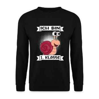 Ich Bin 1 Klasse Einschulung Schulanfang - Unisex Pullover - Schwarz - Vorne - Alina (178cm) & Michal (187cm)