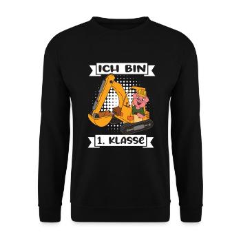 Ich Bin 1 Klasse Einschulung Schulanfang - Unisex Pullover - Schwarz - Vorne - Alina (178cm) & Michal (187cm)