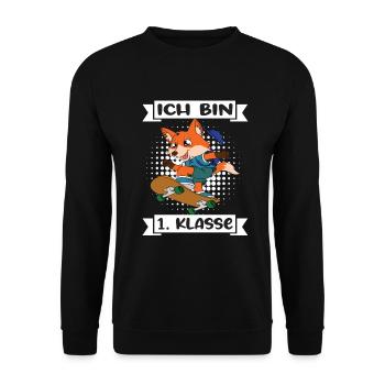 Ich Bin 1 Klasse Einschulung Schulanfang - Unisex Pullover - Schwarz - Vorne - Alina (178cm) & Michal (187cm)
