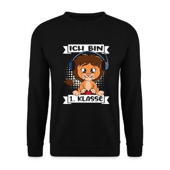 Ich Bin 1 Klasse Einschulung Schulanfang - Unisex Pullover - Schwarz - Vorne - Alina (178cm) & Michal (187cm)