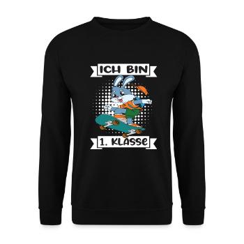 Ich Bin 1 Klasse Einschulung Schulanfang - Unisex Pullover - Schwarz - Vorne - Alina (178cm) & Michal (187cm)