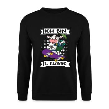 Ich Bin 1 Klasse Einschulung Schulanfang - Unisex Pullover - Schwarz - Vorne - Alina (178cm) & Michal (187cm)