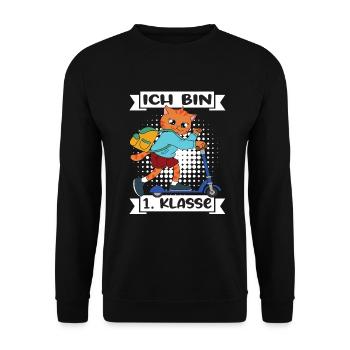 Ich Bin 1 Klasse Einschulung Schulanfang - Unisex Pullover - Schwarz - Vorne - Alina (178cm) & Michal (187cm)