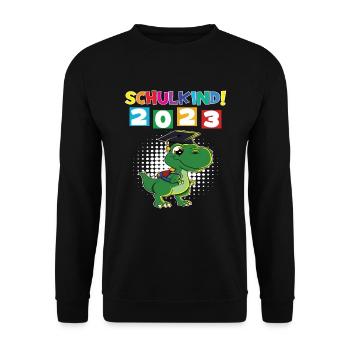 Schulkind 2023 Einschulung 2023 Schulanfang - Unisex Pullover - Schwarz - Vorne - Alina (178cm) & Michal (187cm)