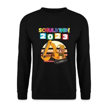 Schulkind 2023 Einschulung 2023 Schulanfang - Unisex Pullover - Schwarz - Vorne - Alina (178cm) & Michal (187cm)
