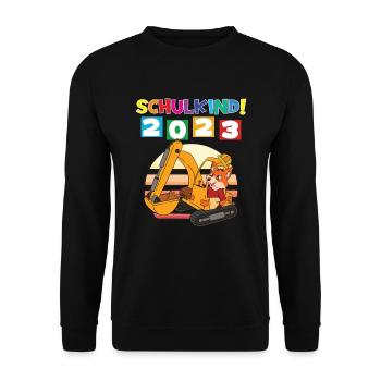 Schulkind 2023 Einschulung 2023 Schulanfang - Unisex Pullover - Schwarz - Vorne - Alina (178cm) & Michal (187cm)