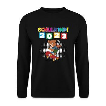 Schulkind 2023 Einschulung 2023 Schulanfang - Unisex Pullover - Schwarz - Vorne - Alina (178cm) & Michal (187cm)