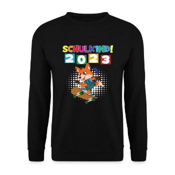 Schulkind 2023 Einschulung 2023 Schulanfang - Unisex Pullover - Schwarz - Vorne - Alina (178cm) & Michal (187cm)