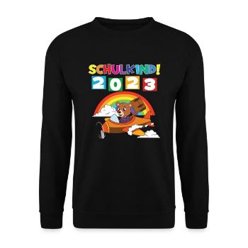 Schulkind 2023 Einschulung 2023 Schulanfang - Unisex Pullover - Schwarz - Vorne - Alina (178cm) & Michal (187cm)