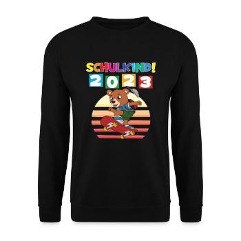 Schulkind 2023 Einschulung 2023 Schulanfang - Unisex Pullover - Schwarz - Vorne - Alina (178cm) & Michal (187cm)