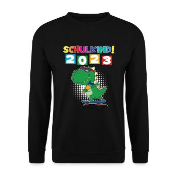 Schulkind 2023 Einschulung 2023 Schulanfang - Unisex Pullover - Schwarz - Vorne - Alina (178cm) & Michal (187cm)