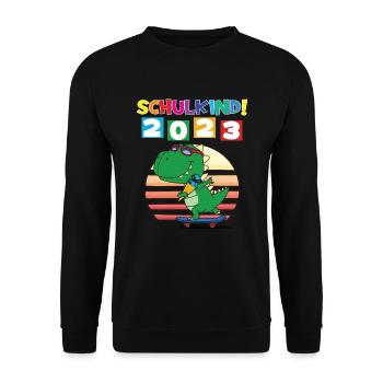 Schulkind 2023 Einschulung 2023 Schulanfang - Unisex Pullover - Schwarz - Vorne - Alina (178cm) & Michal (187cm)