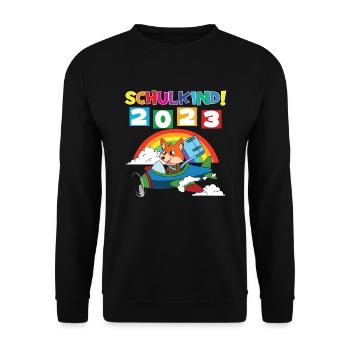 Schulkind 2023 Einschulung 2023 Schulanfang - Unisex Pullover - Schwarz - Vorne - Alina (178cm) & Michal (187cm)