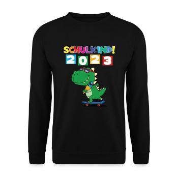 Schulkind 2023 Einschulung 2023 Schulanfang - Unisex Pullover - Schwarz - Vorne - Alina (178cm) & Michal (187cm)